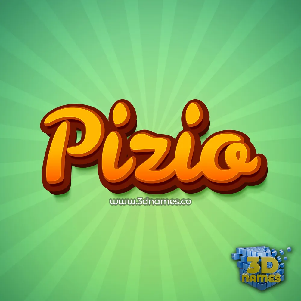 pizio in Green Rays style - 3D name wallpaper