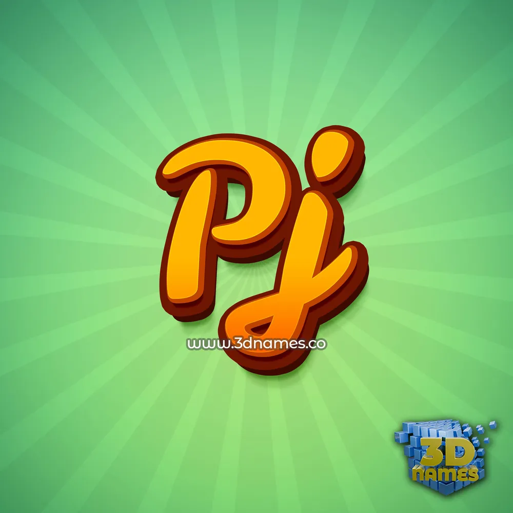pj in Green Rays style - 3D name wallpaper