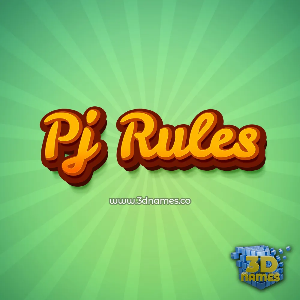 pj rules in Green Rays style - 3D name wallpaper