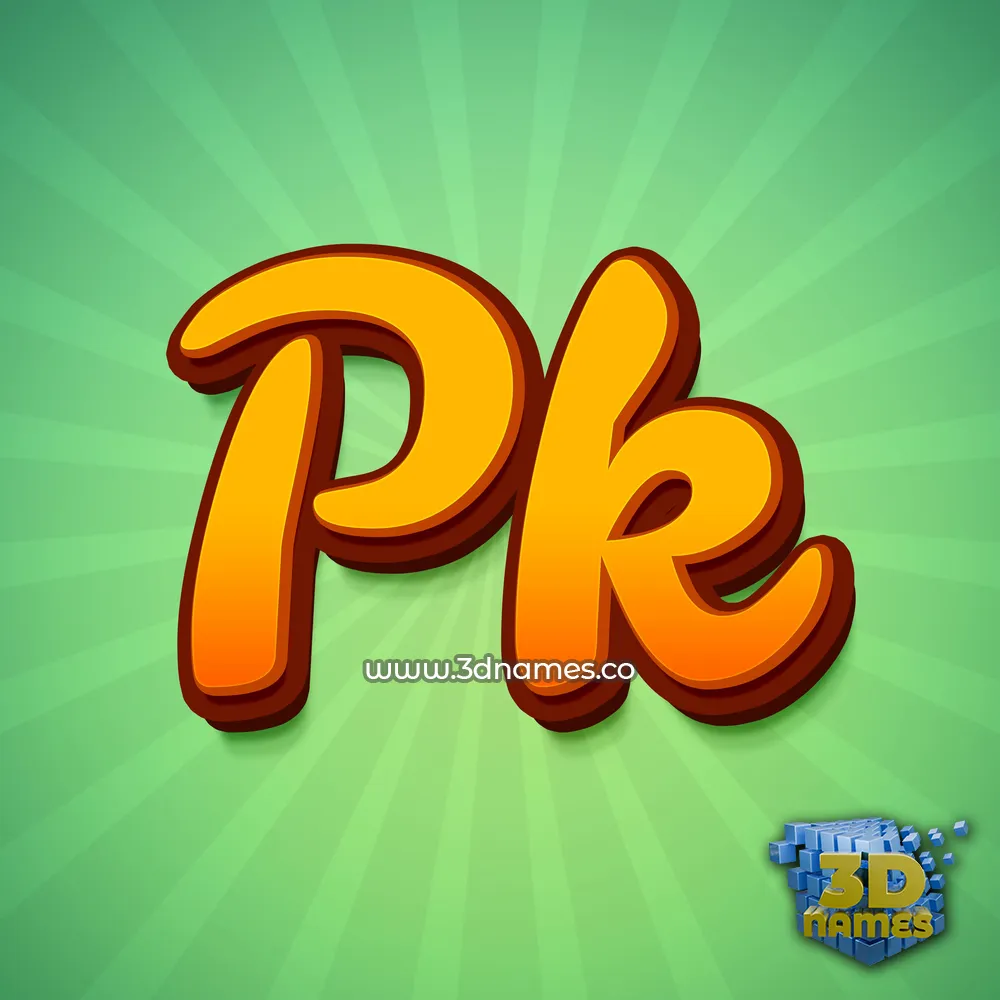 pk in Green Rays style - 3D name wallpaper