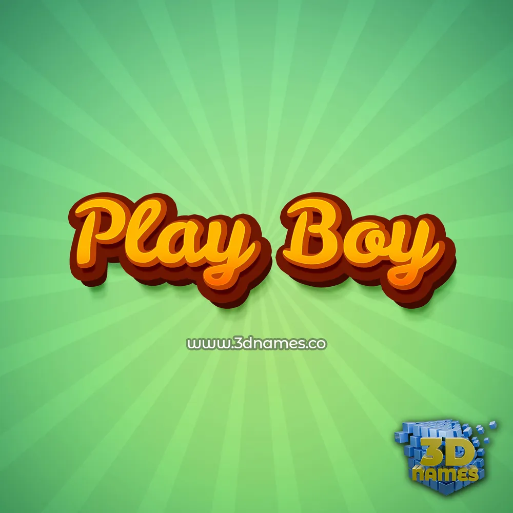 play boy in Green Rays style - 3D name wallpaper