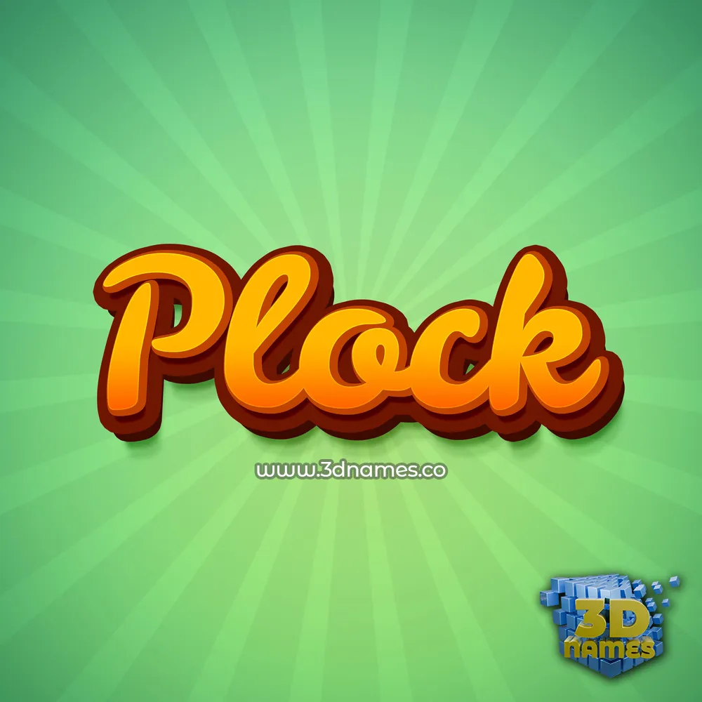 plock in Green Rays style - 3D name wallpaper