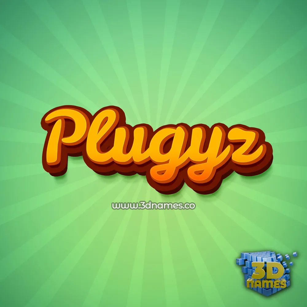plugyz in Green Rays style - 3D name wallpaper