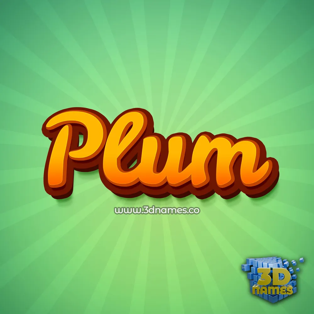 plum in Green Rays style - 3D name wallpaper