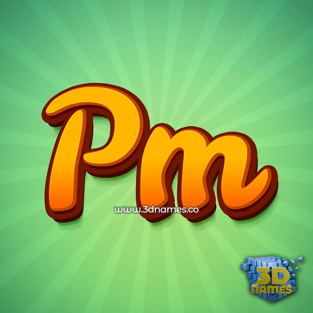 pm in Green Rays style - 3D name wallpaper