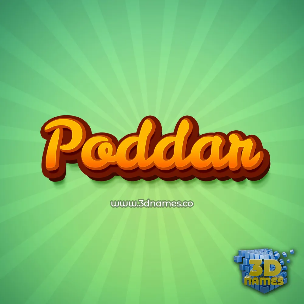 poddar in Green Rays style - 3D name wallpaper