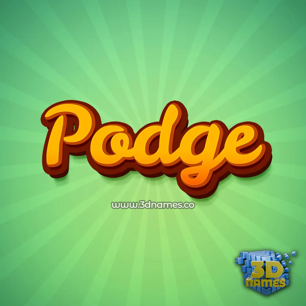 podge in Green Rays style - 3D name wallpaper