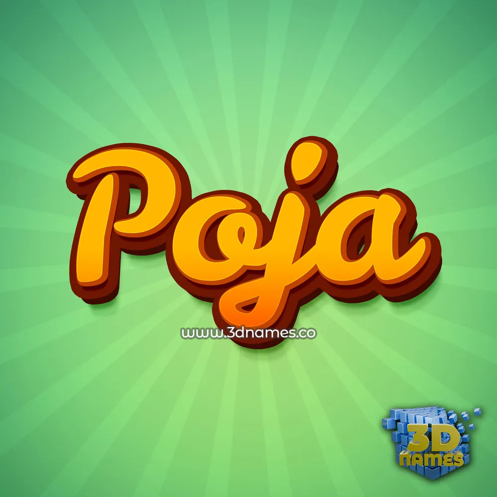 poja in Green Rays style - 3D name wallpaper