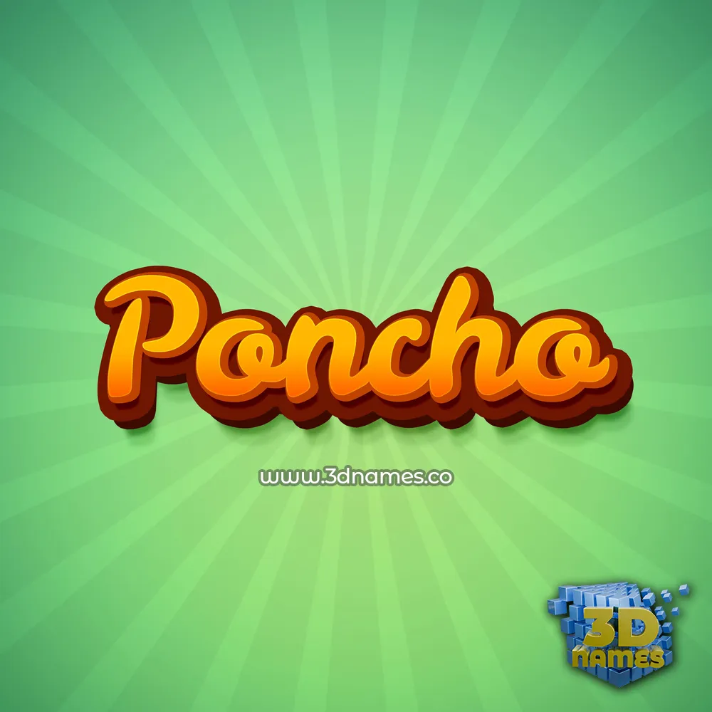 poncho in Green Rays style - 3D name wallpaper