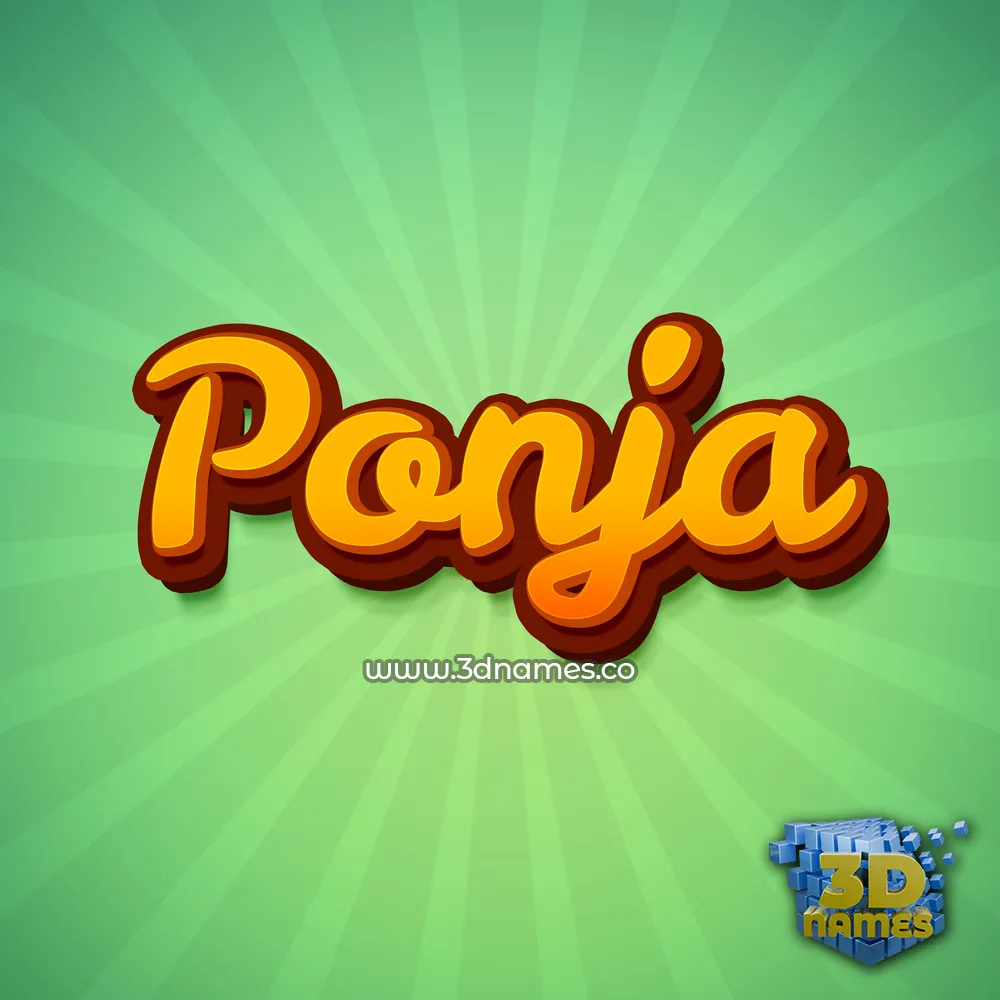 ponja in Green Rays style - 3D name wallpaper