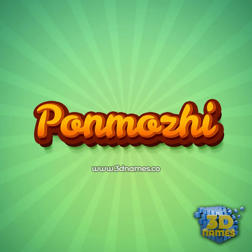 ponmozhi in Green Rays style - 3D name wallpaper