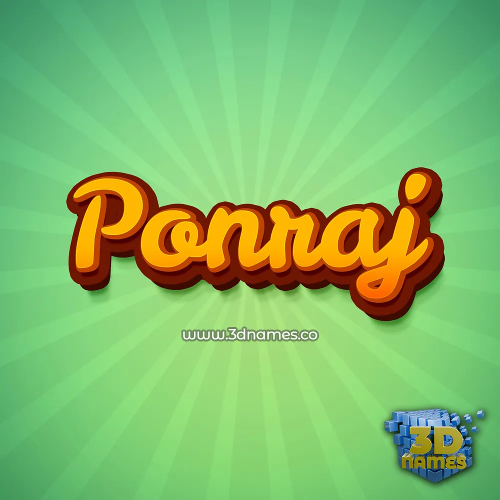 ponraj in Green Rays style - 3D name wallpaper