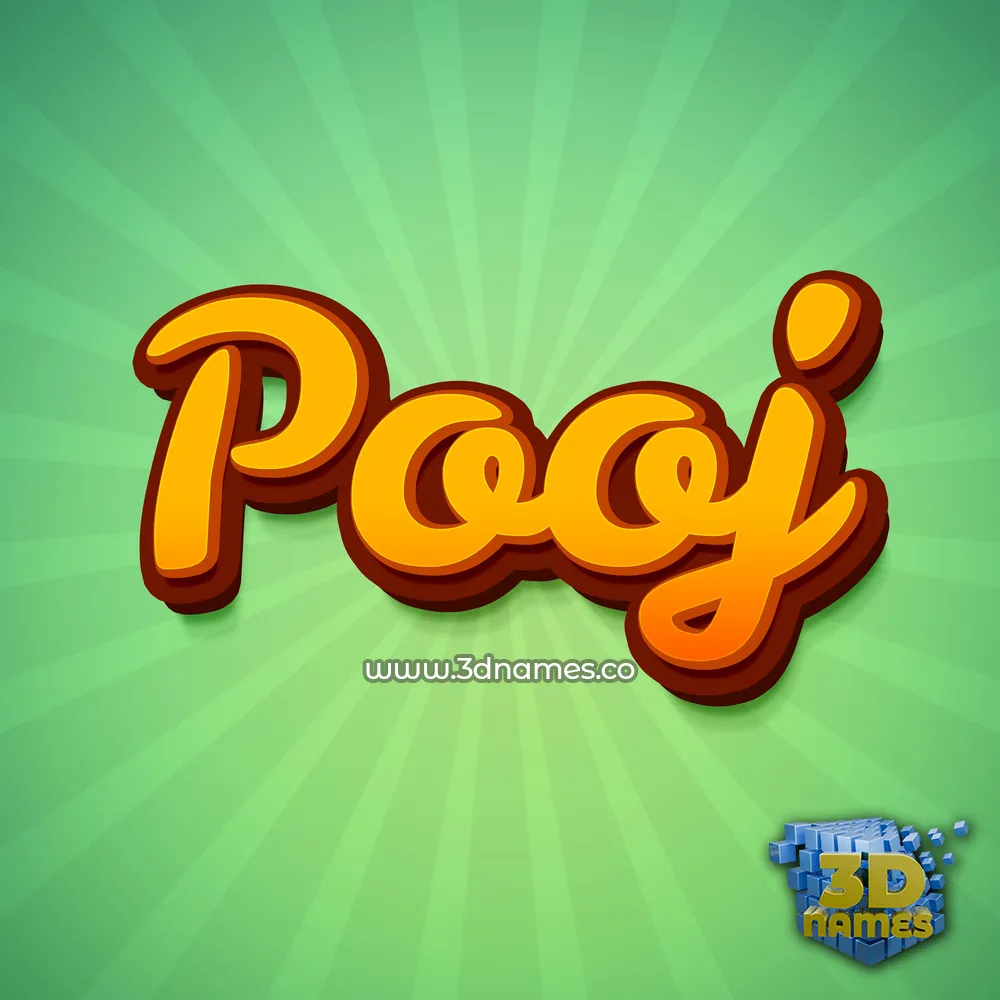 pooj in Green Rays style - 3D name wallpaper