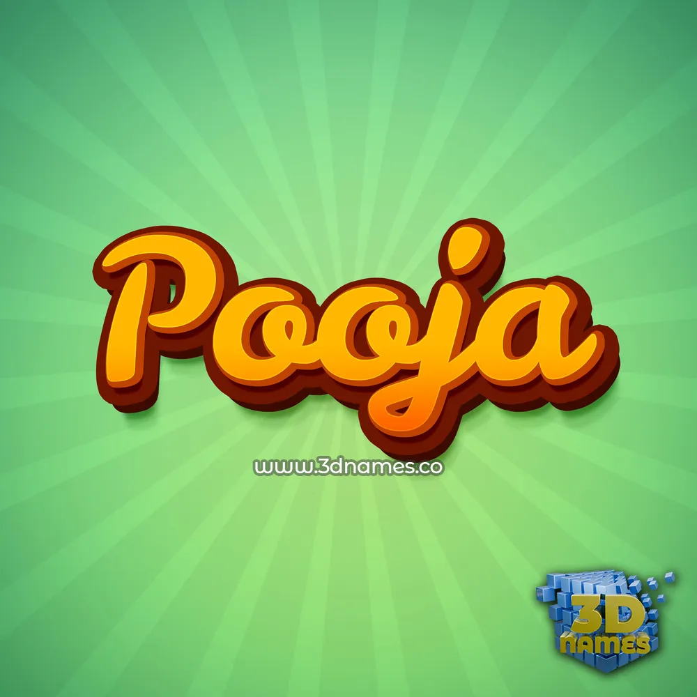 pooja in Green Rays style - 3D name wallpaper