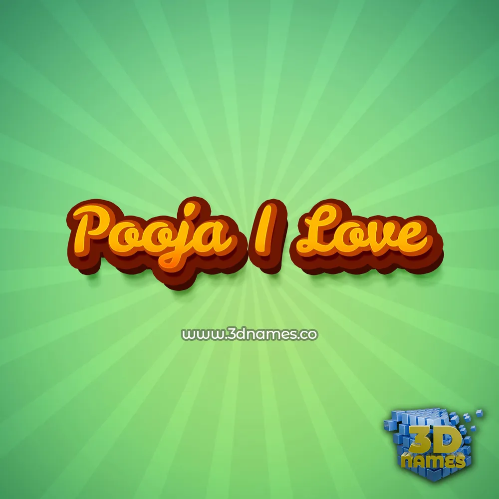 pooja i love in Green Rays style - 3D name wallpaper