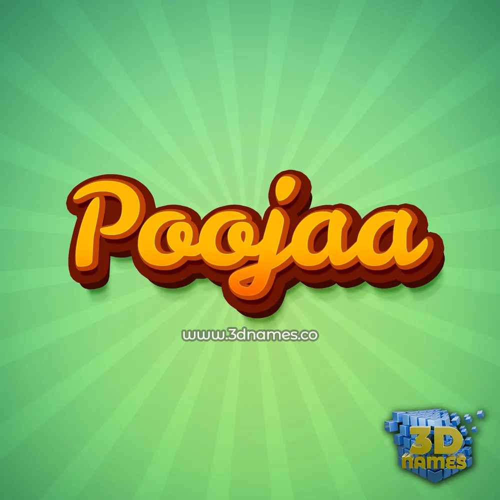 poojaa in Green Rays style - 3D name wallpaper
