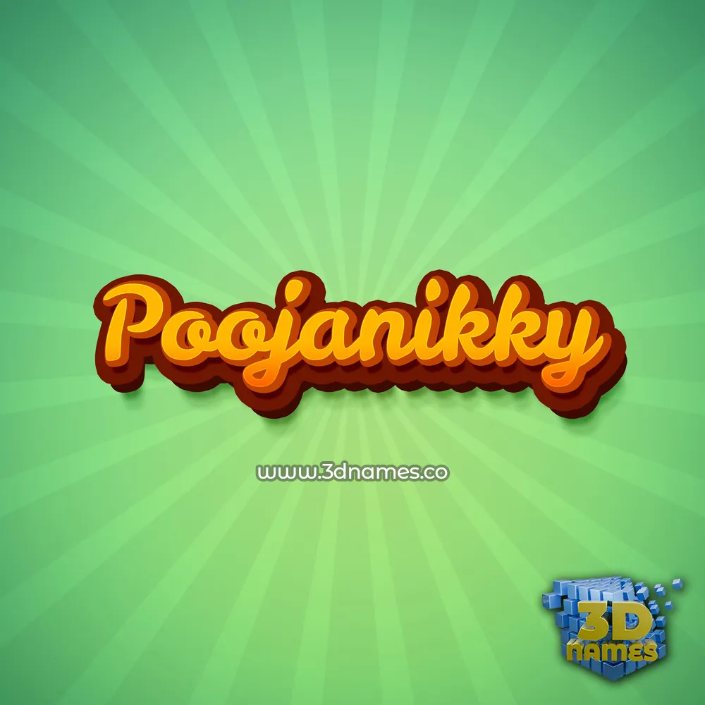 poojanikky in Green Rays style - 3D name wallpaper