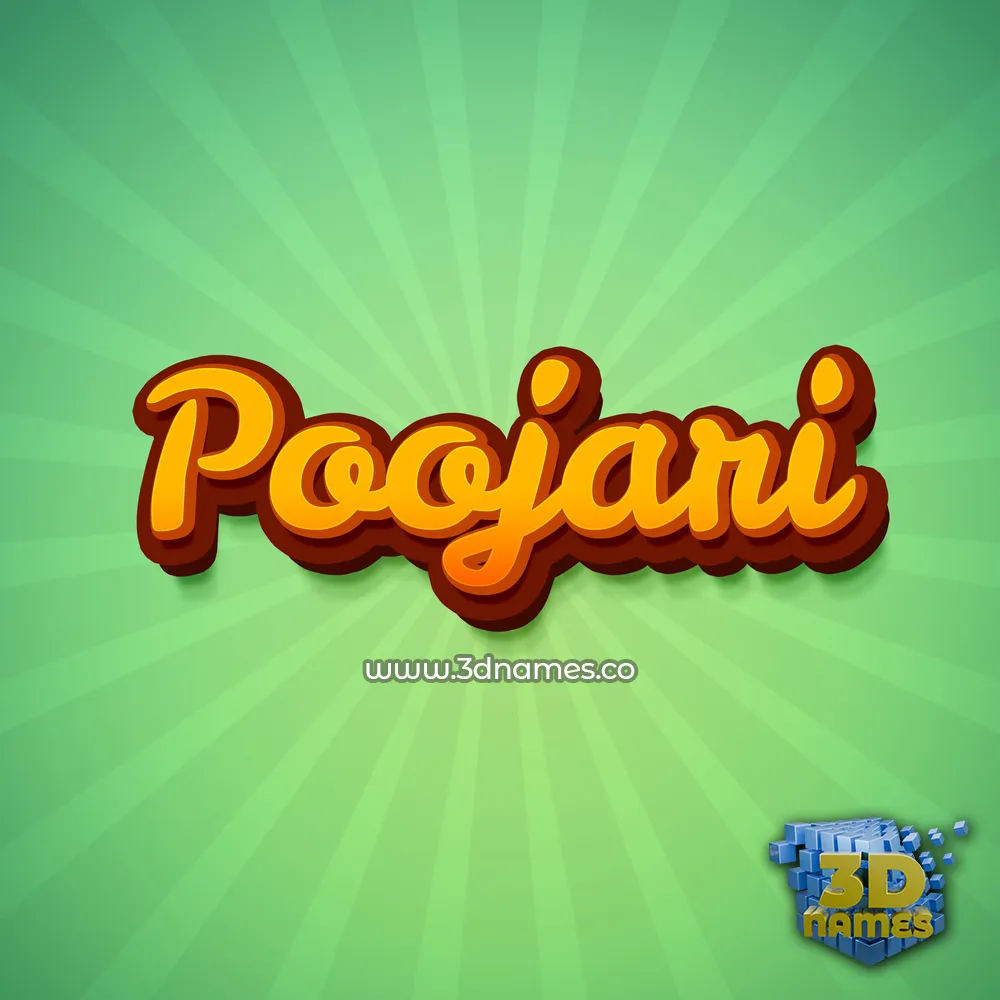 poojari in Green Rays style - 3D name wallpaper