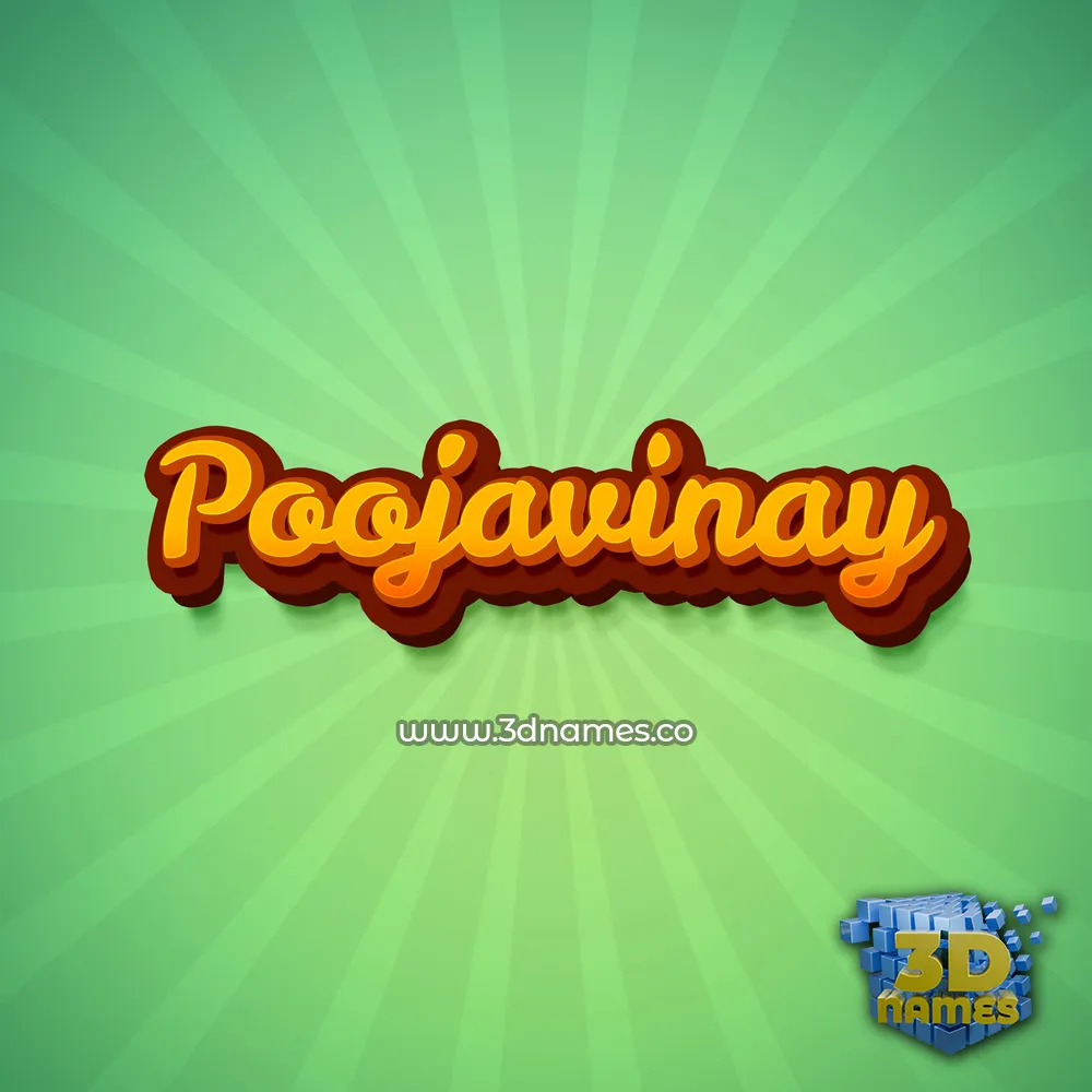 poojavinay in Green Rays style - 3D name wallpaper