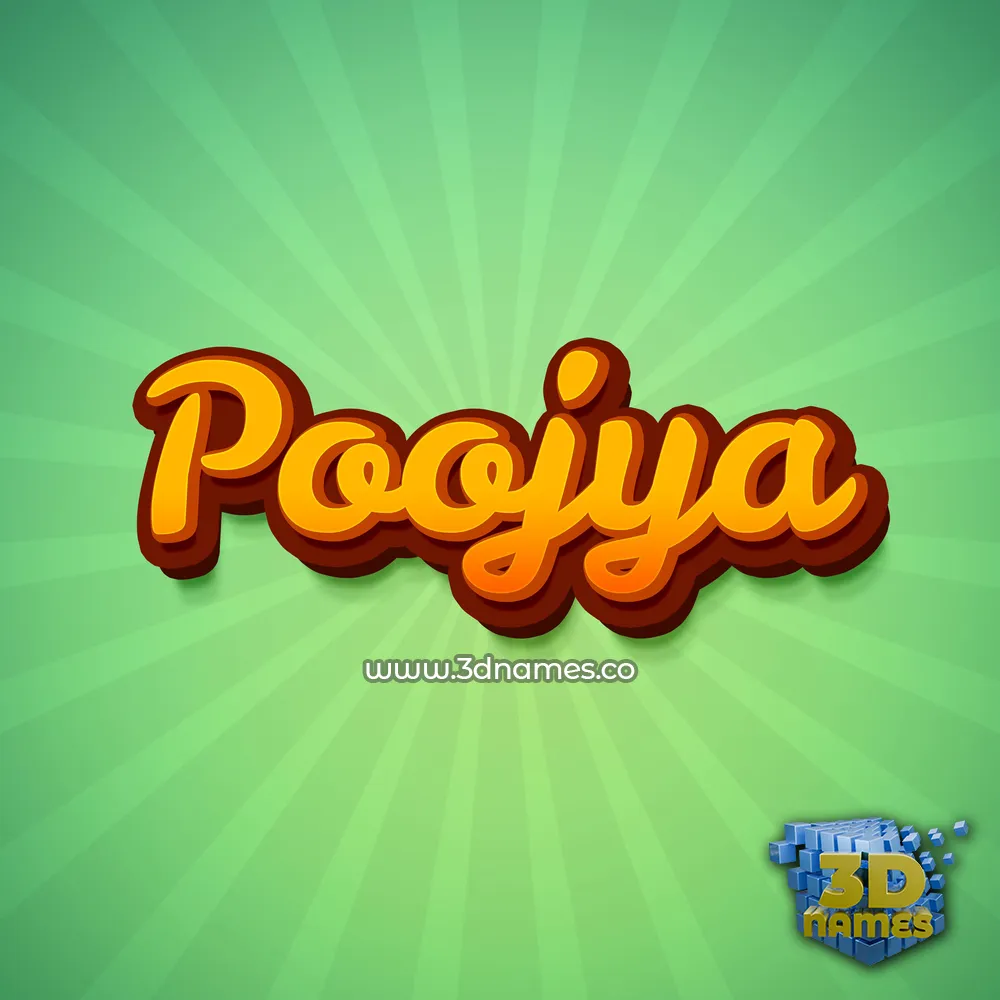 poojya in Green Rays style - 3D name wallpaper