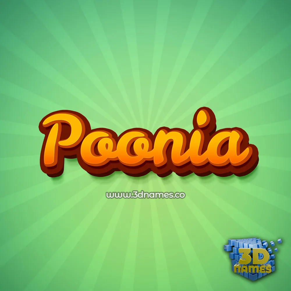 poonia in Green Rays style - 3D name wallpaper