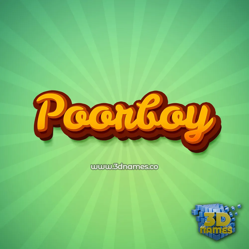 poorboy in Green Rays style - 3D name wallpaper