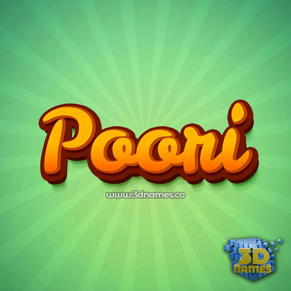 poori in Green Rays style - 3D name wallpaper
