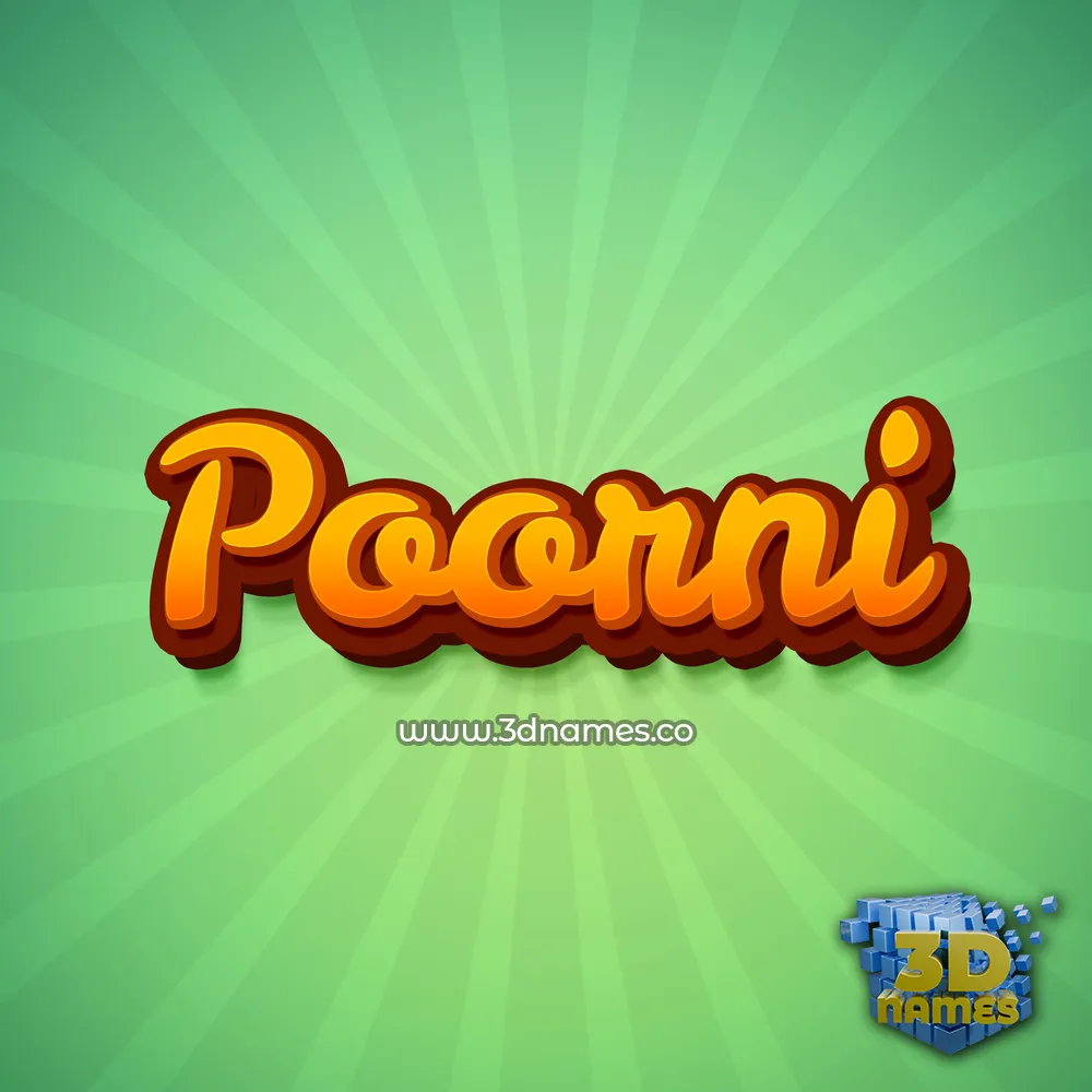 poorni in Green Rays style - 3D name wallpaper