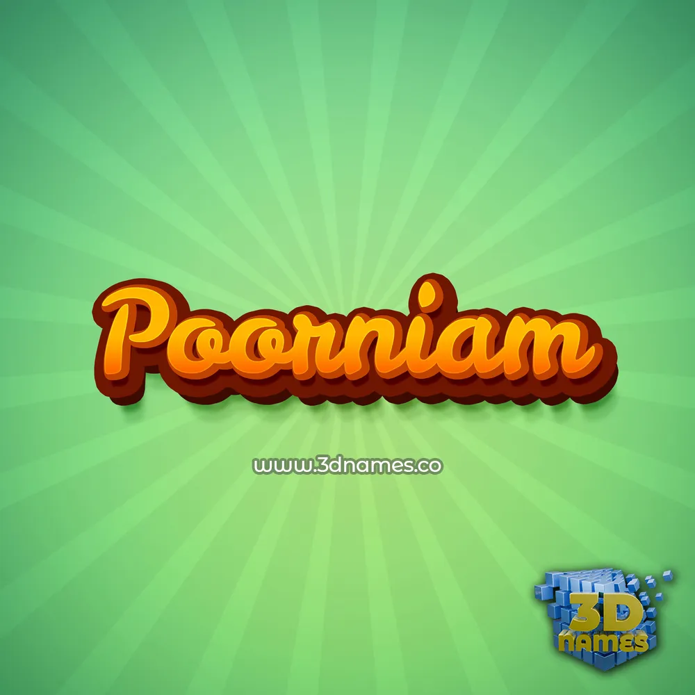 poorniam in Green Rays style - 3D name wallpaper