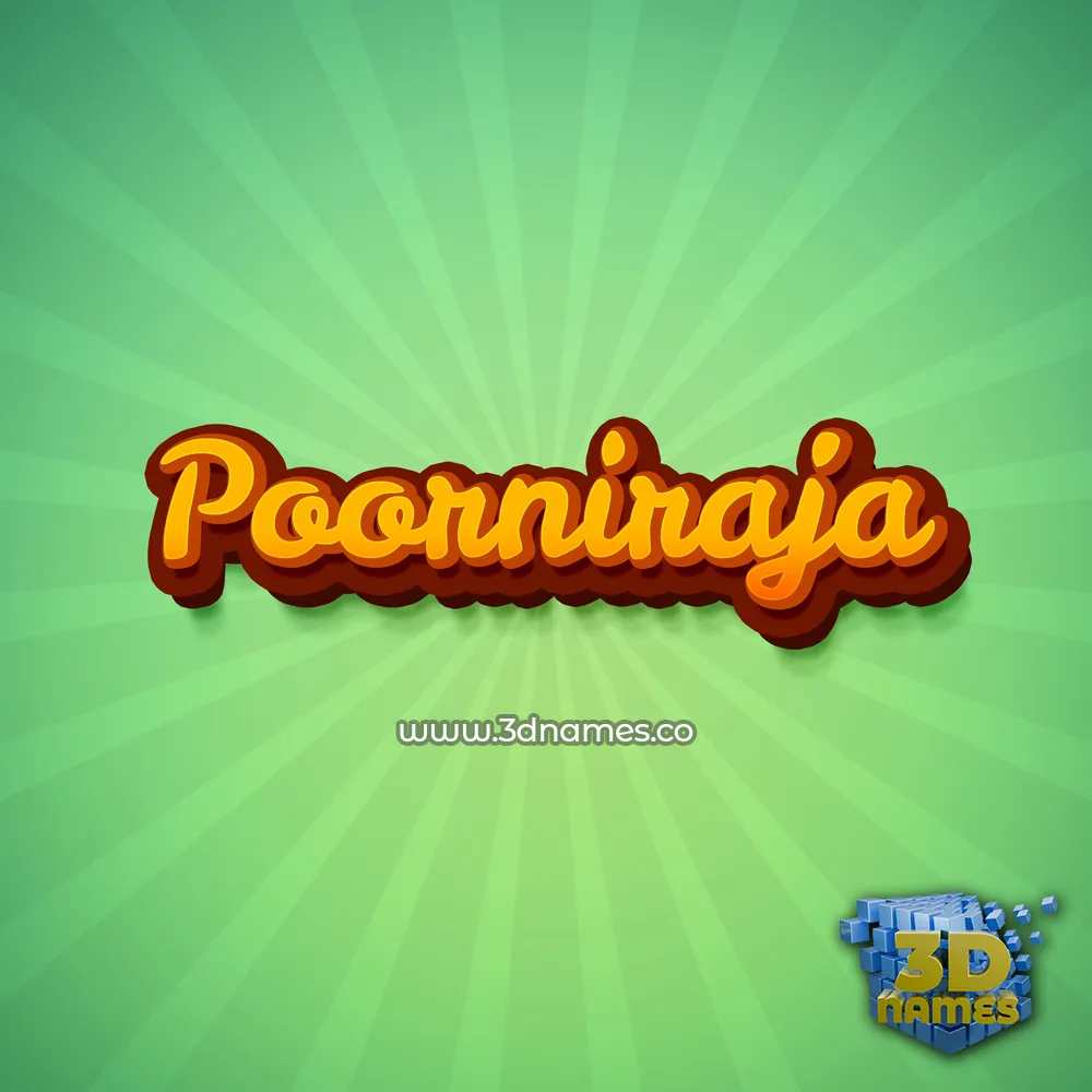 poorniraja in Green Rays style - 3D name wallpaper