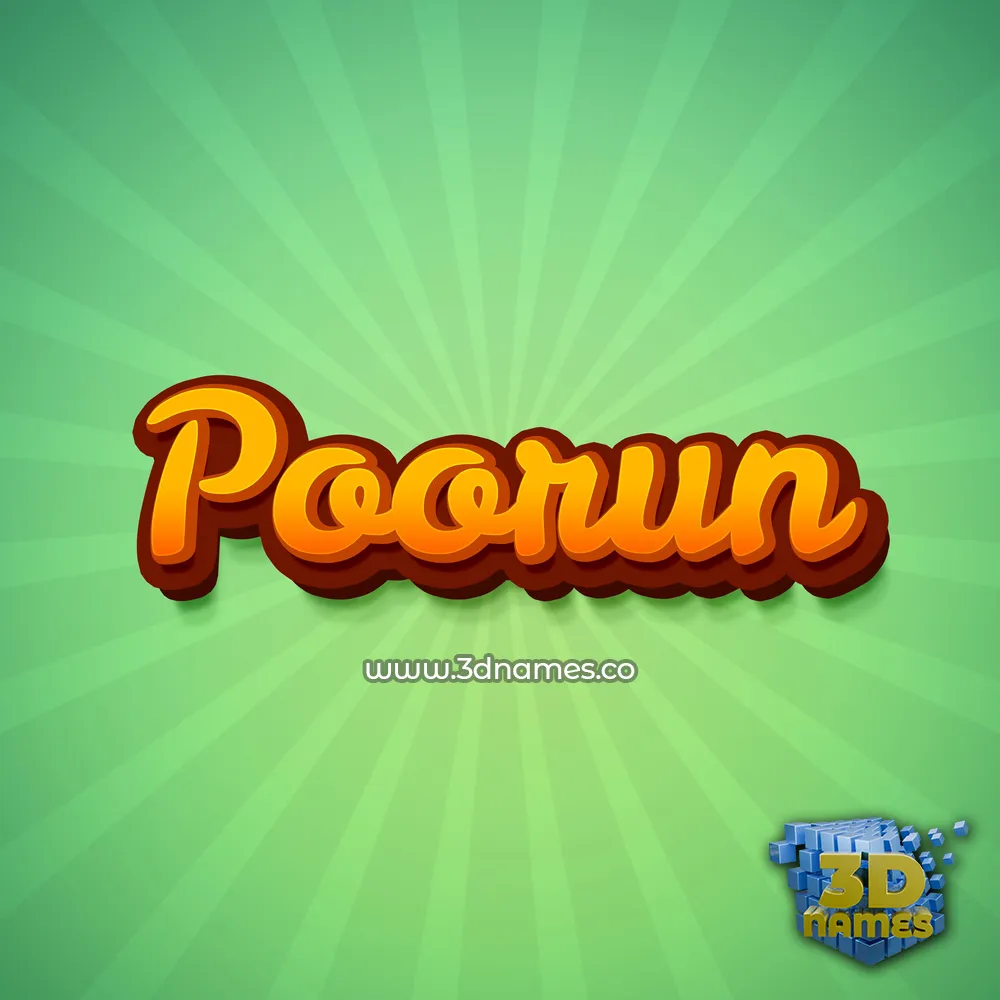 poorun in Green Rays style - 3D name wallpaper