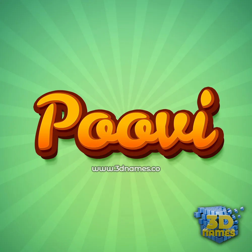 poovi in Green Rays style - 3D name wallpaper