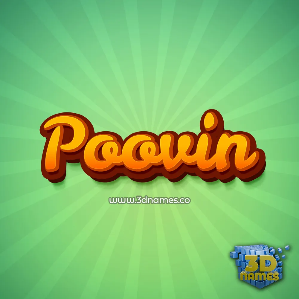 poovin in Green Rays style - 3D name wallpaper