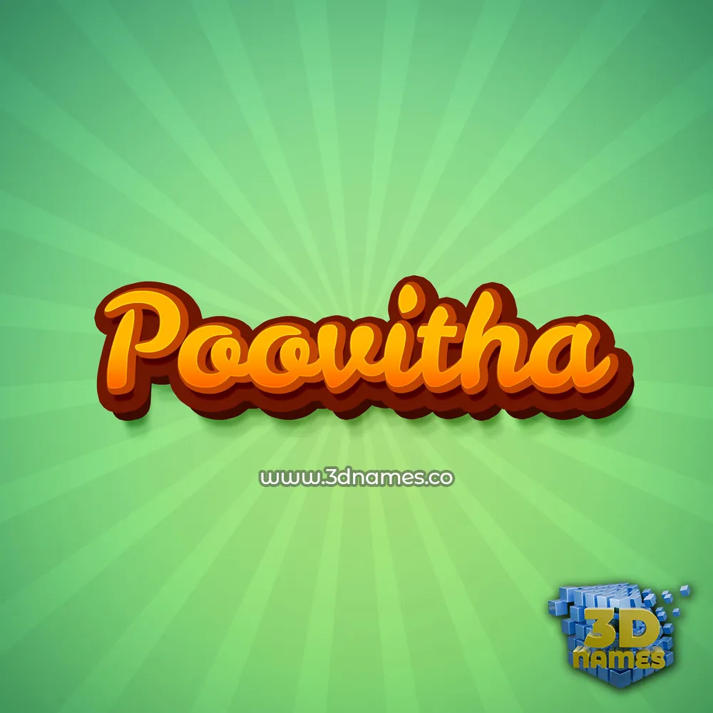 poovitha in Green Rays style - 3D name wallpaper