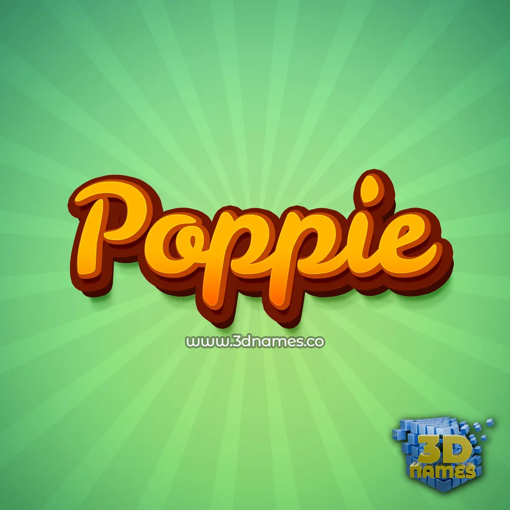 poppie in Green Rays style - 3D name wallpaper