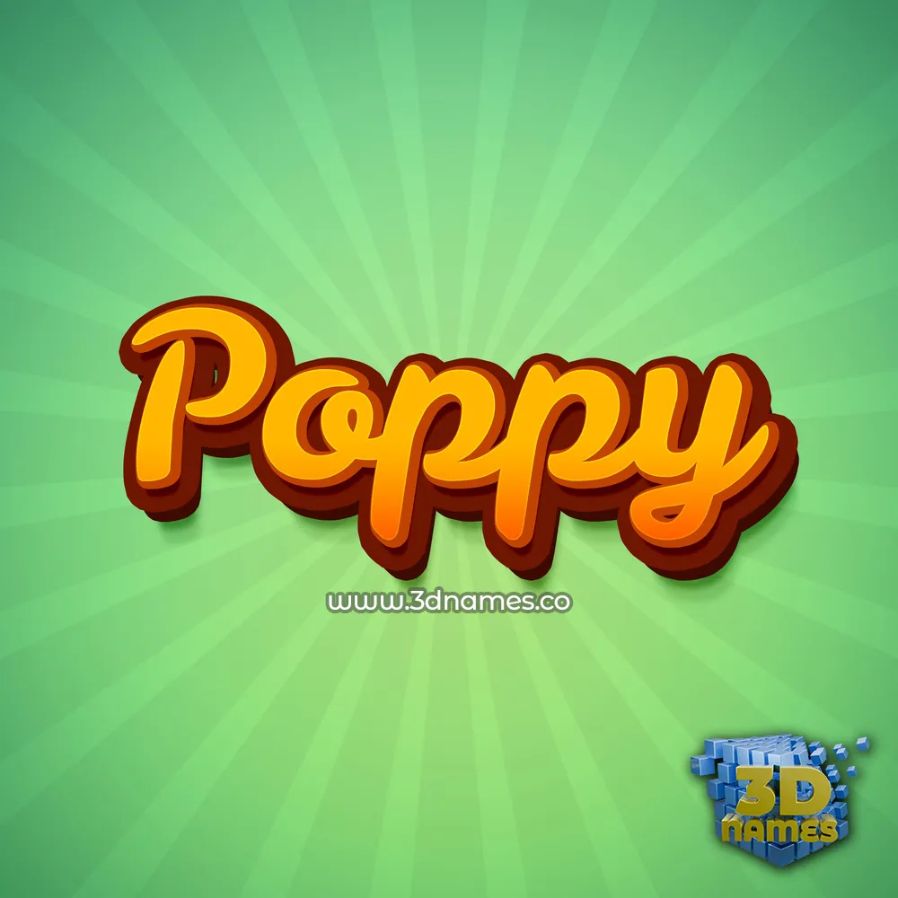 poppy in Green Rays style - 3D name wallpaper