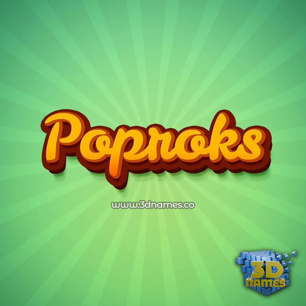 poproks in Green Rays style - 3D name wallpaper