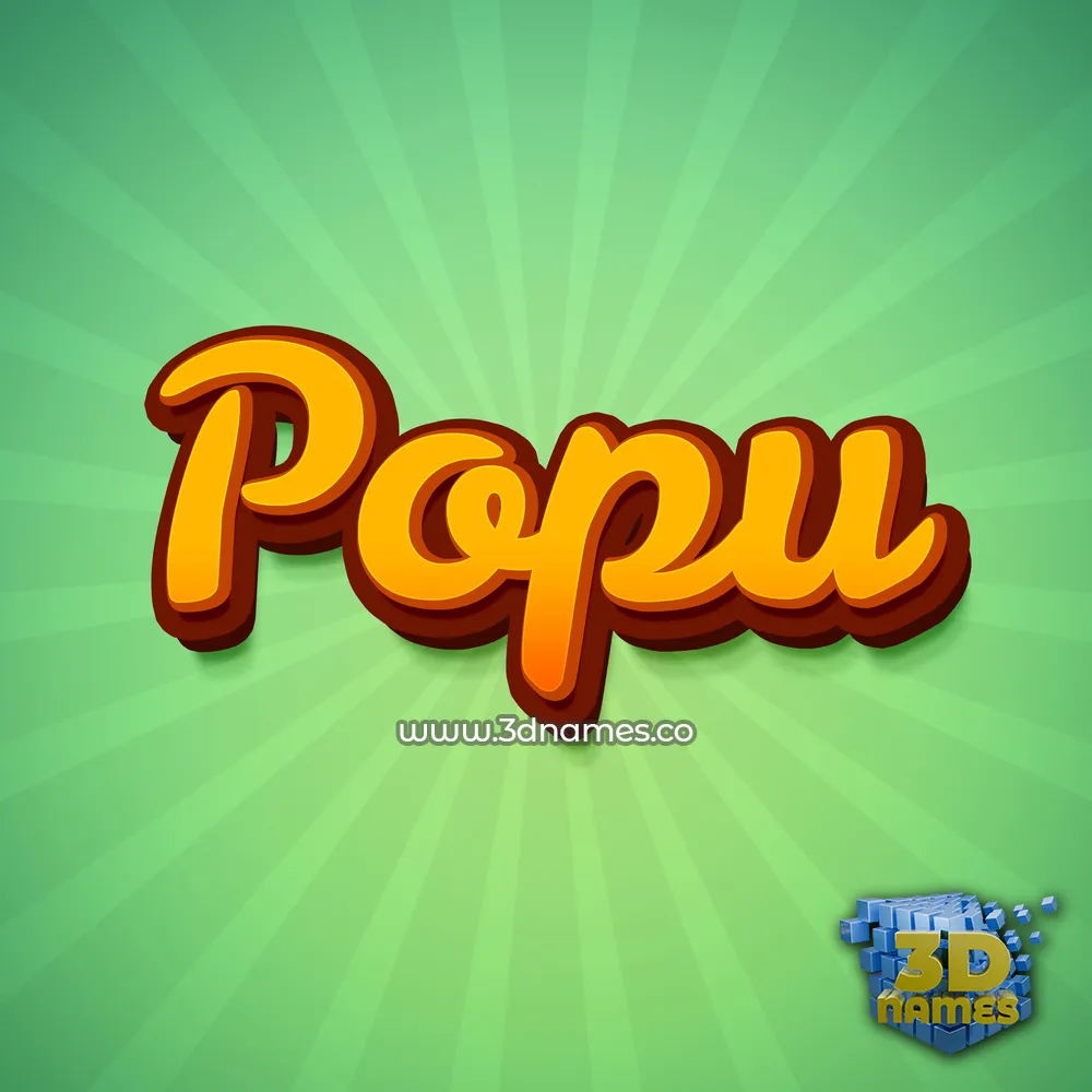 popu in Green Rays style - 3D name wallpaper
