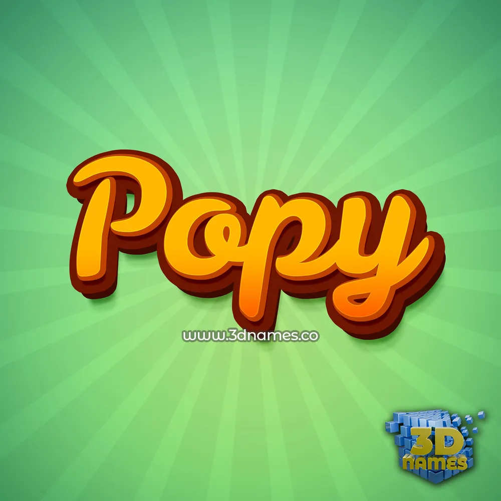 popy in Green Rays style - 3D name wallpaper