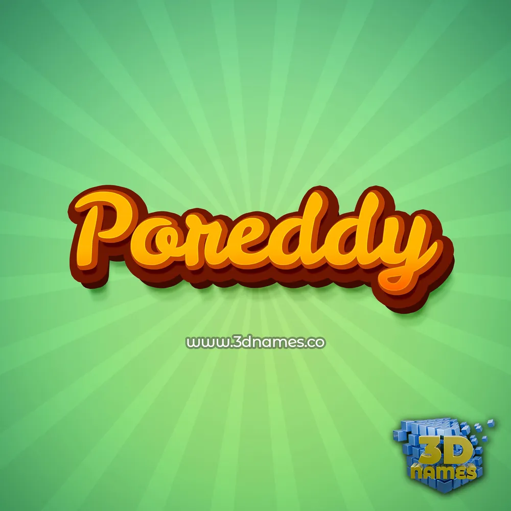 poreddy in Green Rays style - 3D name wallpaper