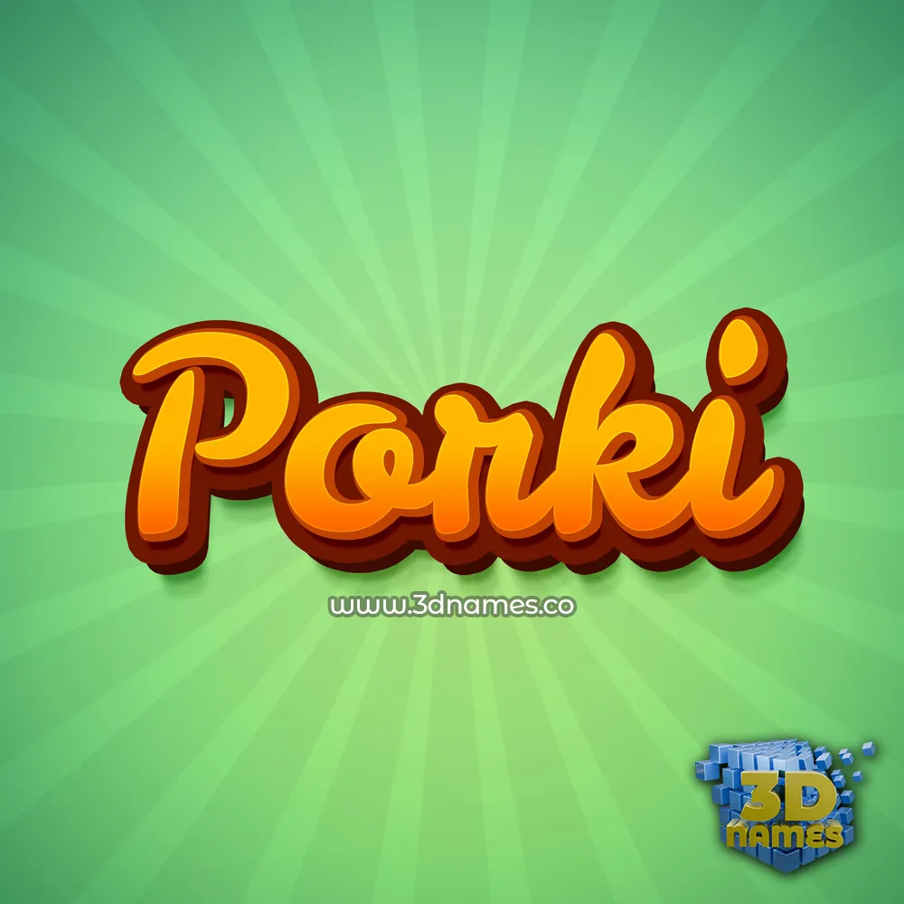 porki in Green Rays style - 3D name wallpaper