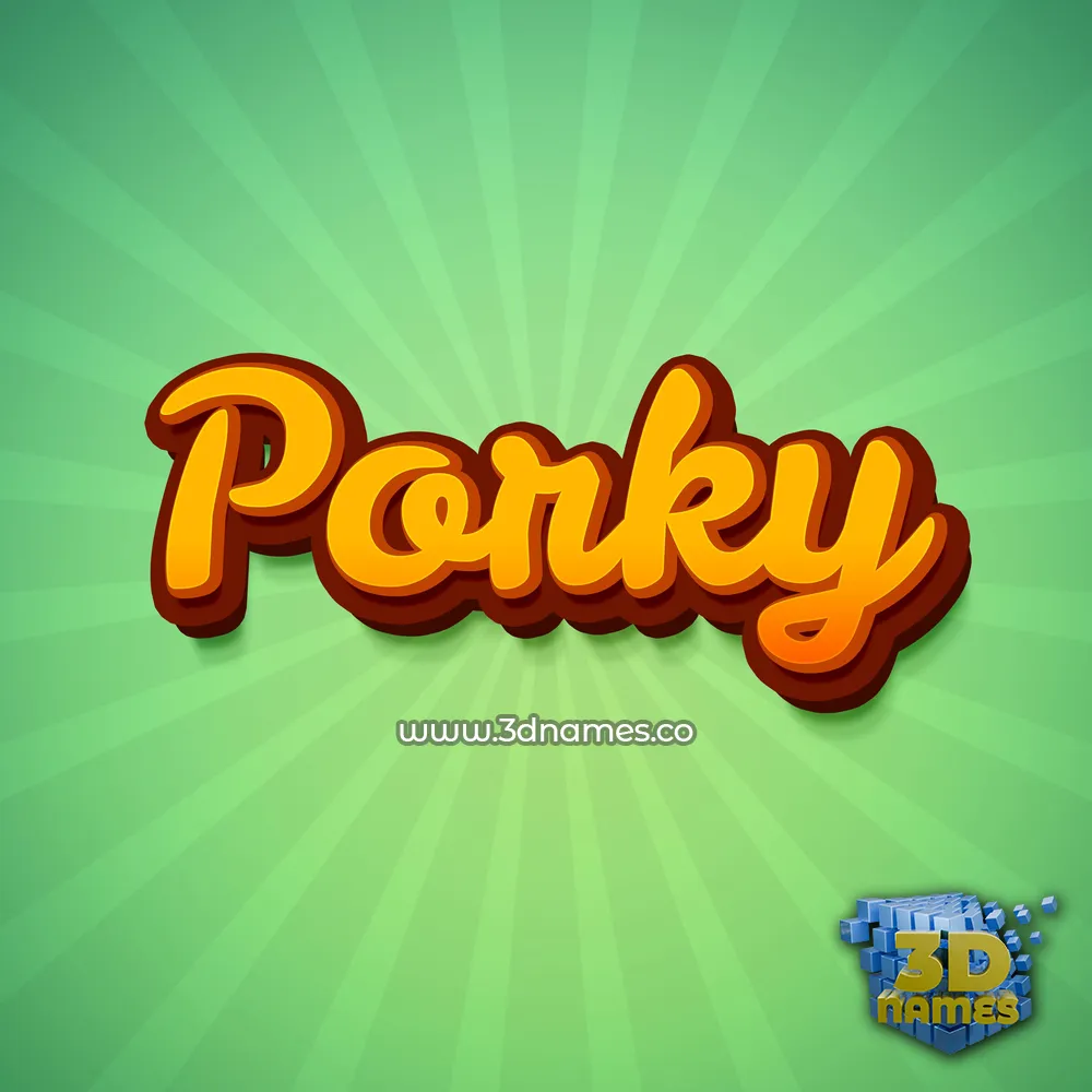 porky in Green Rays style - 3D name wallpaper
