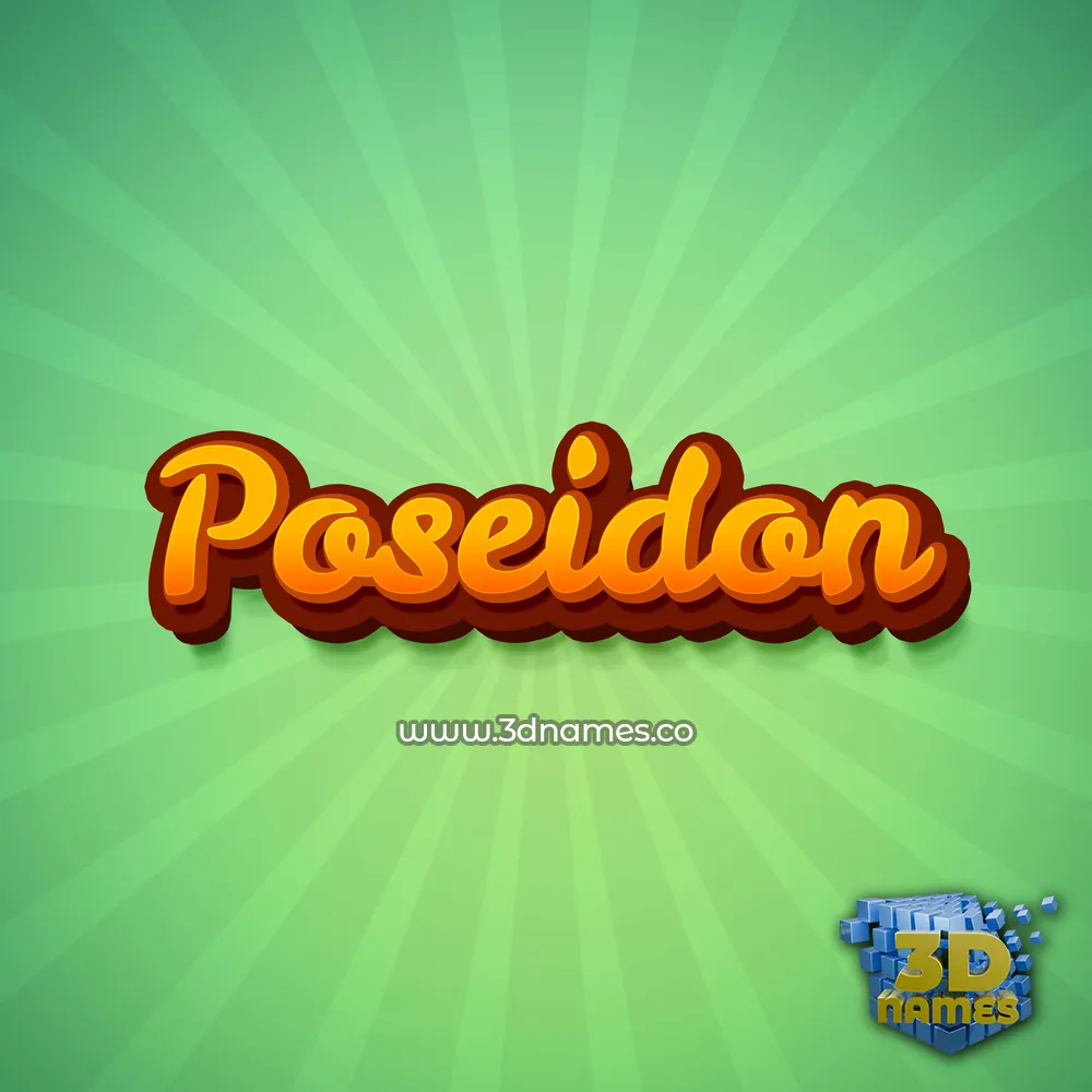 poseidon in Green Rays style - 3D name wallpaper