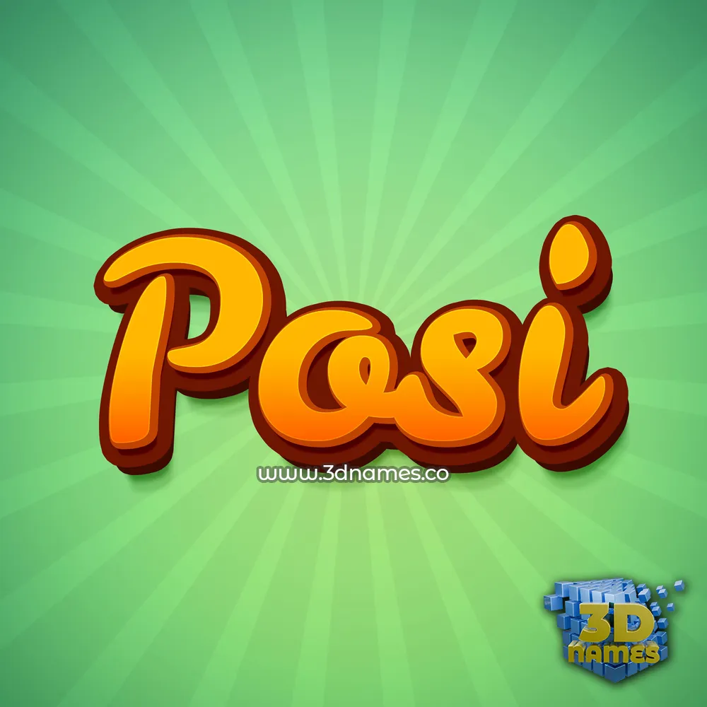 posi in Green Rays style - 3D name wallpaper