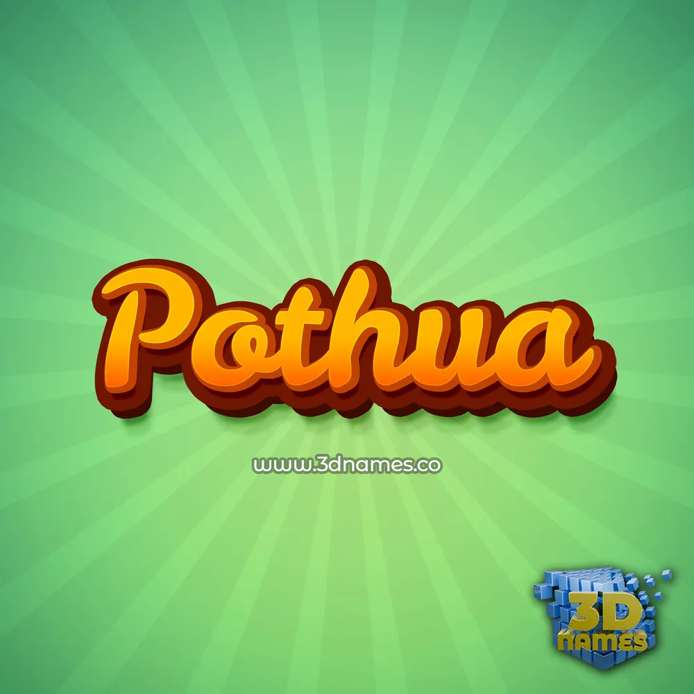pothua in Green Rays style - 3D name wallpaper