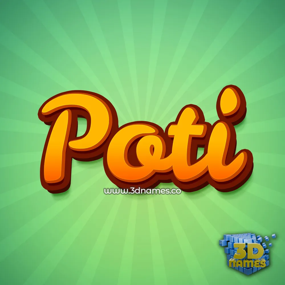 poti in Green Rays style - 3D name wallpaper