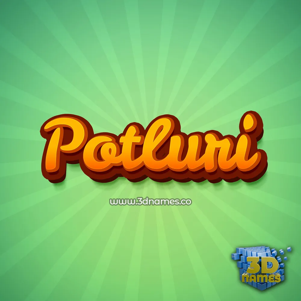 potluri in Green Rays style - 3D name wallpaper