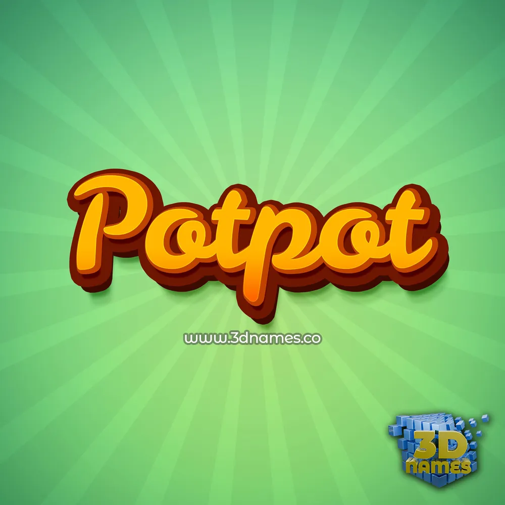 potpot in Green Rays style - 3D name wallpaper