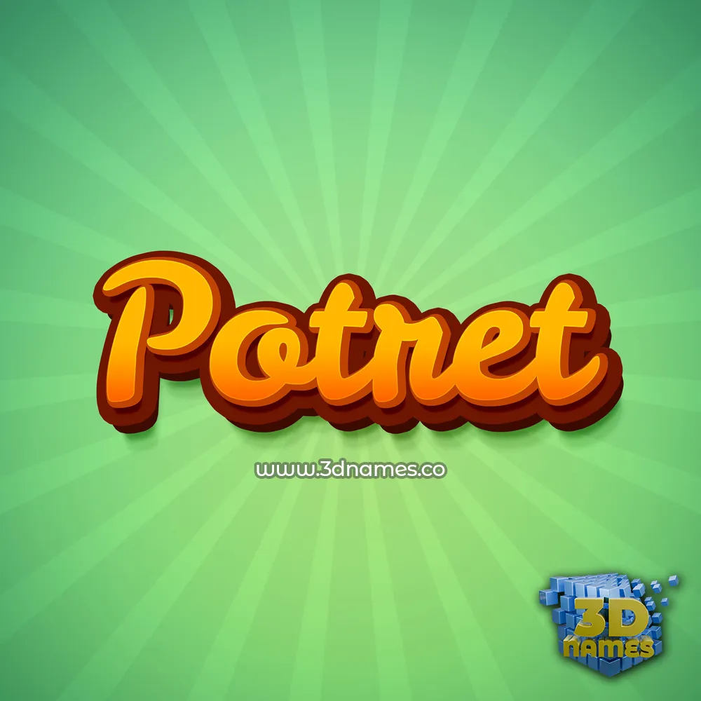 potret in Green Rays style - 3D name wallpaper
