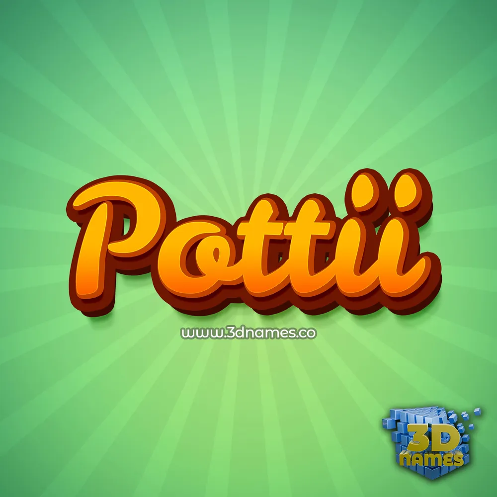 pottii in Green Rays style - 3D name wallpaper